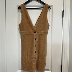 Topshop Tan Corduroy Button-Front Mini Dress NWT Size 14